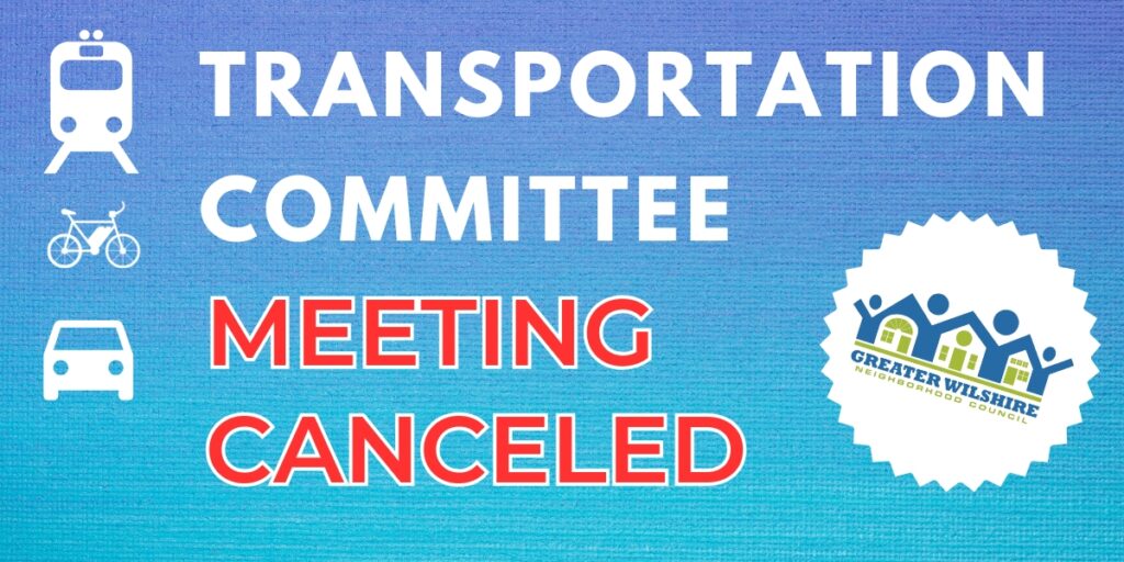 Transportation Committee Meeting Canceled